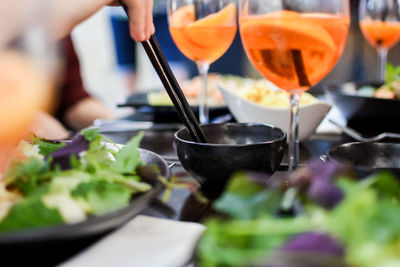 Close-up of person preparing food