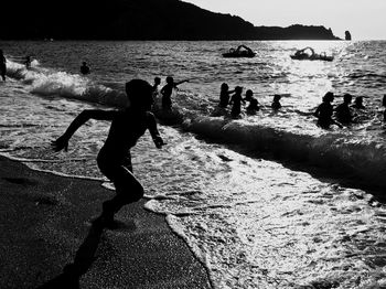 Shadow of man on beach