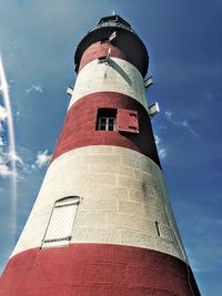 Low angle view of lighthouse against sky