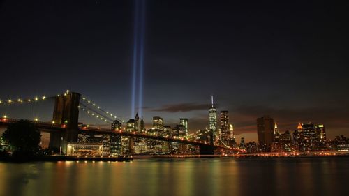 Illuminated cityscape at night