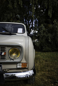 Vintage car on field