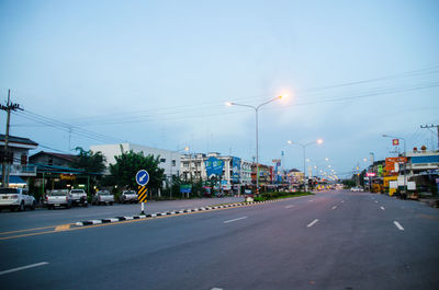 View of city street against clear sky