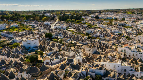 High angle view of townscape against sky