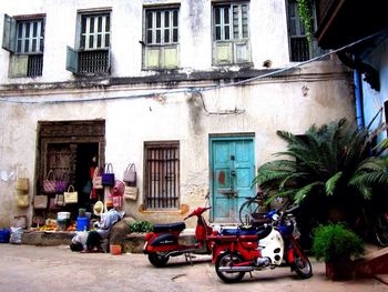 Cars parked in front of building