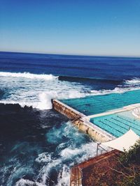 Scenic view of sea against blue sky