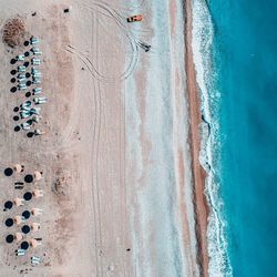 High angle view of surf on beach