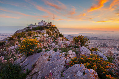 View of athens from lycabettus hill at sunset, greece.