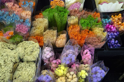 High angle view of flowers for sale in market