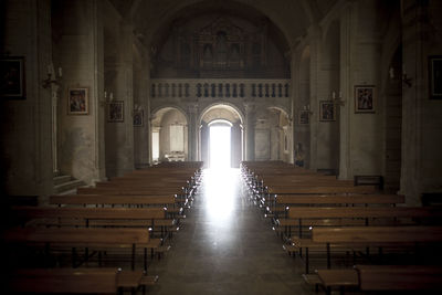 Interior of illuminated corridor