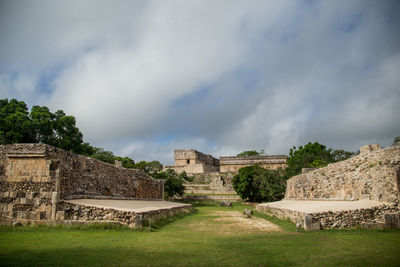 Old ruin building against cloudy sky