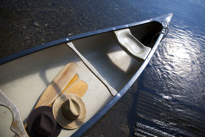 Summertime canoe trip in maine lake