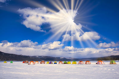 Snowy scenery of lake akan in winter