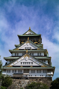 Low angle view of pagoda against sky