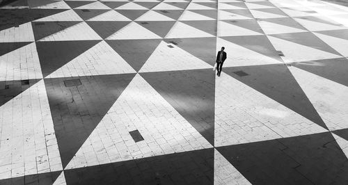 Black and white picture of patterns of sergels torg in stockholm