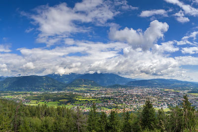 View of villach and surrounding area from mountain, austria