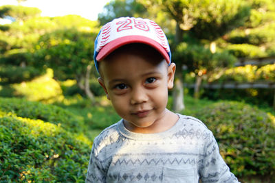 Close-up portrait of smiling boy