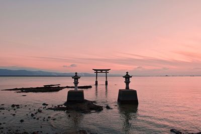 Scenic view of sea against sky during sunset