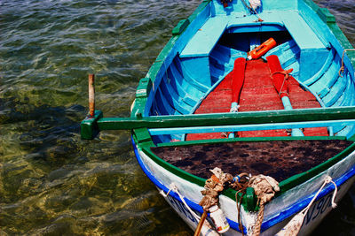 High angle view of boat in water