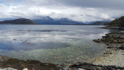 Scenic view of lake against sky