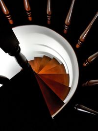 Directly above shot of illuminated lamp on table