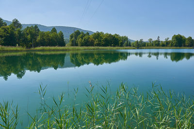 Scenic view of lake against sky