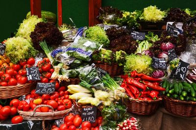 Vegetables for sale in market