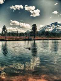 Scenic view of lake against sky