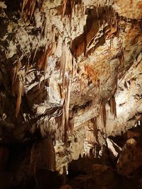 Low angle view of rock formation in cave