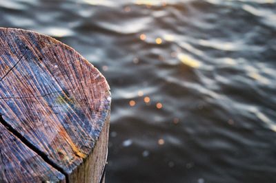 Close-up of wooden post