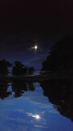 Reflection of trees in calm lake