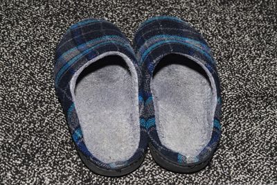 High angle view of shoes on street