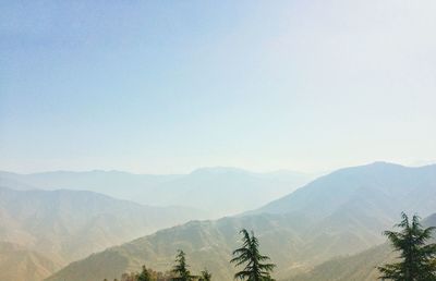 Scenic view of mountains against clear sky