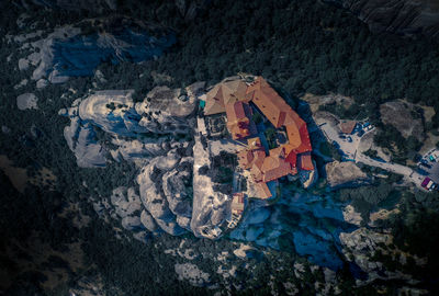 High angle view of damaged rocks on shore