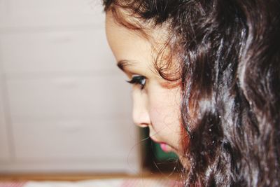 Close-up of girl looking down