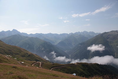 Scenic view of mountains against sky