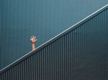 Low angle view of woman on steps