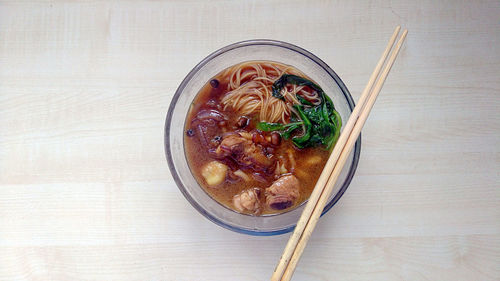 Close-up of soup in bowl