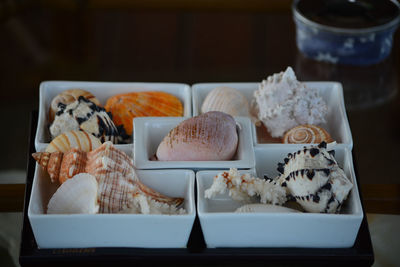 Close-up of ice cream in plate on table