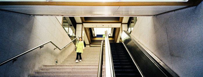 Low angle view of escalator at subway station