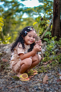 Portrait of cute girl smiling