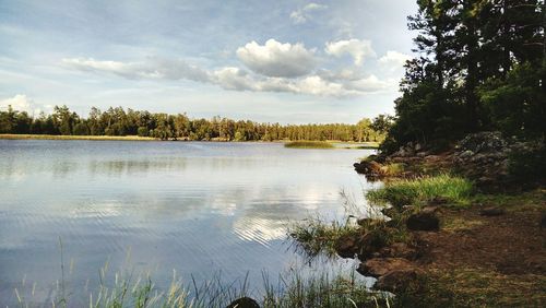 Scenic view of lake against sky