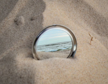 Close-up of hole on beach