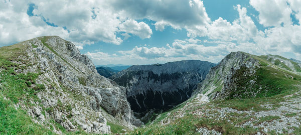Panoramic view of mountains against sky