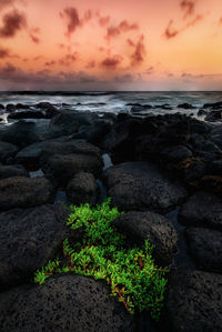 Scenic view of sea against sky during sunset