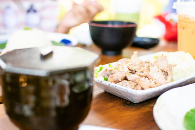 Close-up of food on table