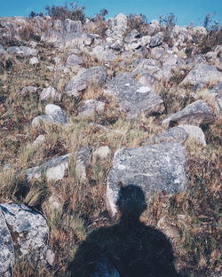 Shadow on rock on landscape