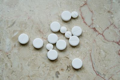 High angle view of shells on floor