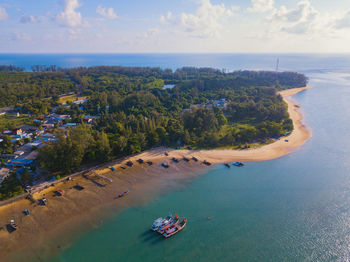 High angle view of beach against sky