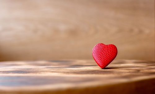 Close-up of heart shape on table