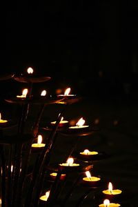 Lit candle in dark room